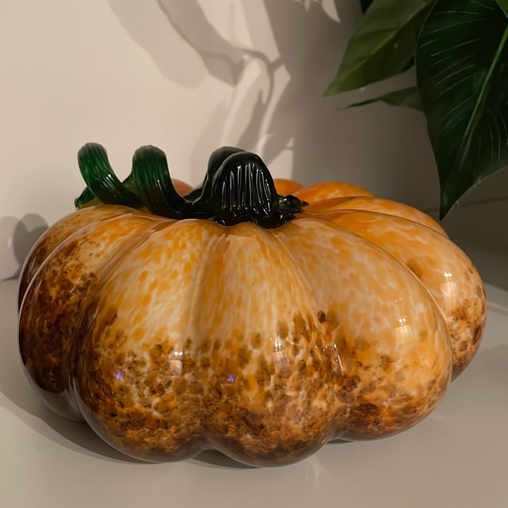 Vintage Murano Graduated Speckled Glass Pumpkin ~ Squash!